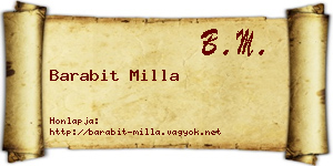 Barabit Milla névjegykártya